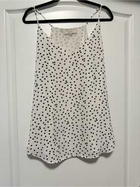 LOFT Star Print Cami Tank Top Women’s XL White Black Sleeveless Blouse